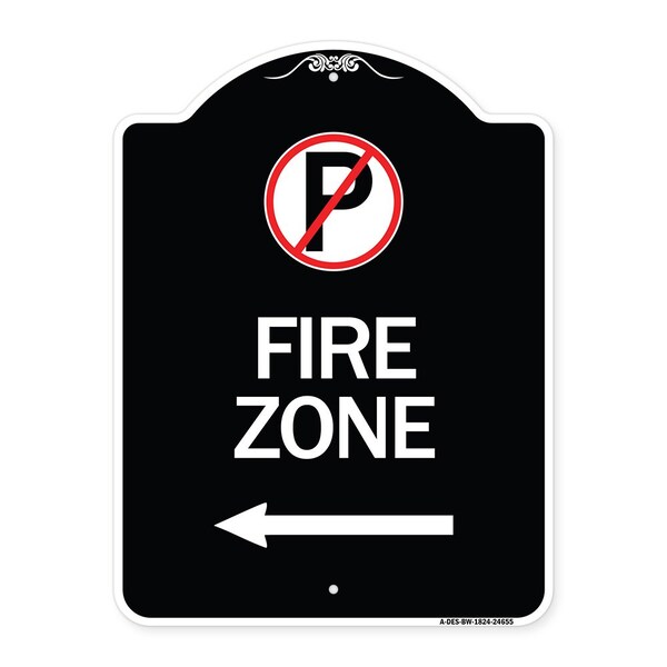 Signmission No Parking Symbol and Left Arrow Heavy-Gauge Aluminum Architectural Sign, 24" x 18", BW-1824-24655 A-DES-BW-1824-24655 - main